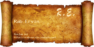 Rab Ervin névjegykártya